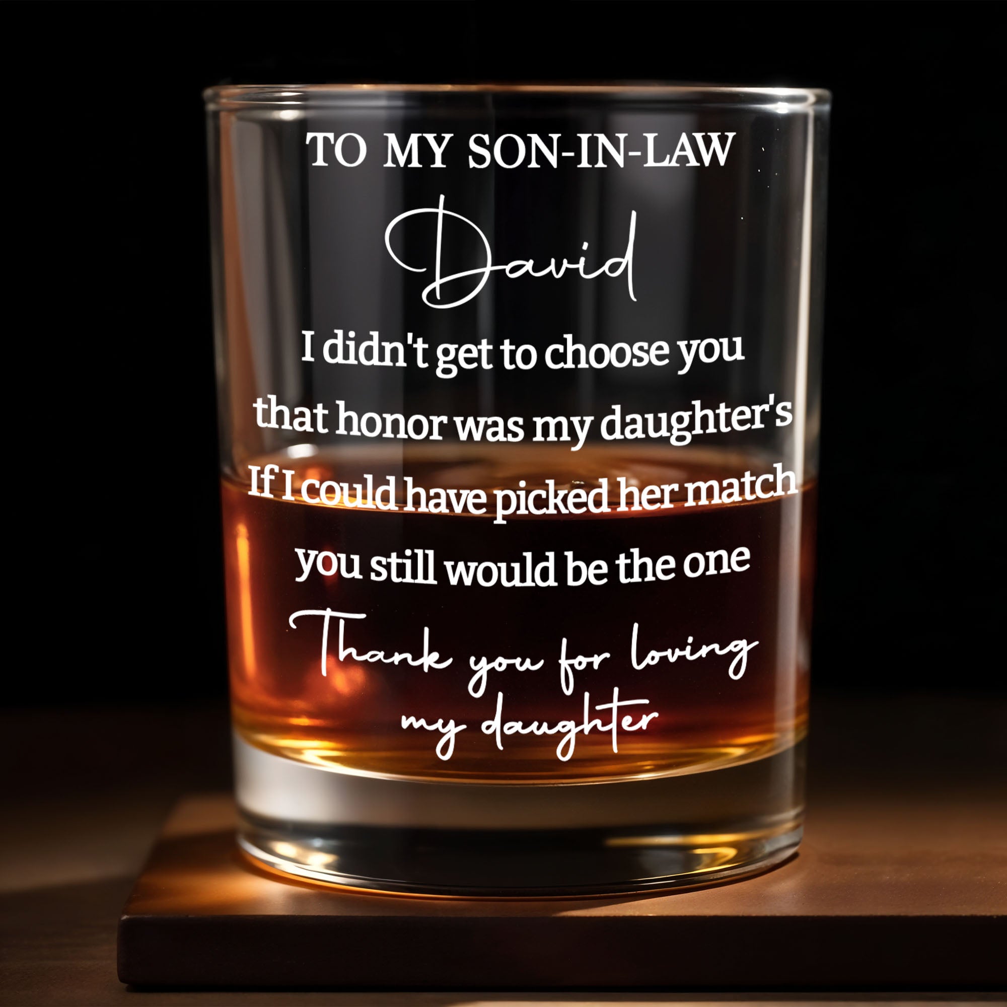 Personalized Custom Whiskey Glass Gift for Son-in-Law Whiskey Glass GradoCreations