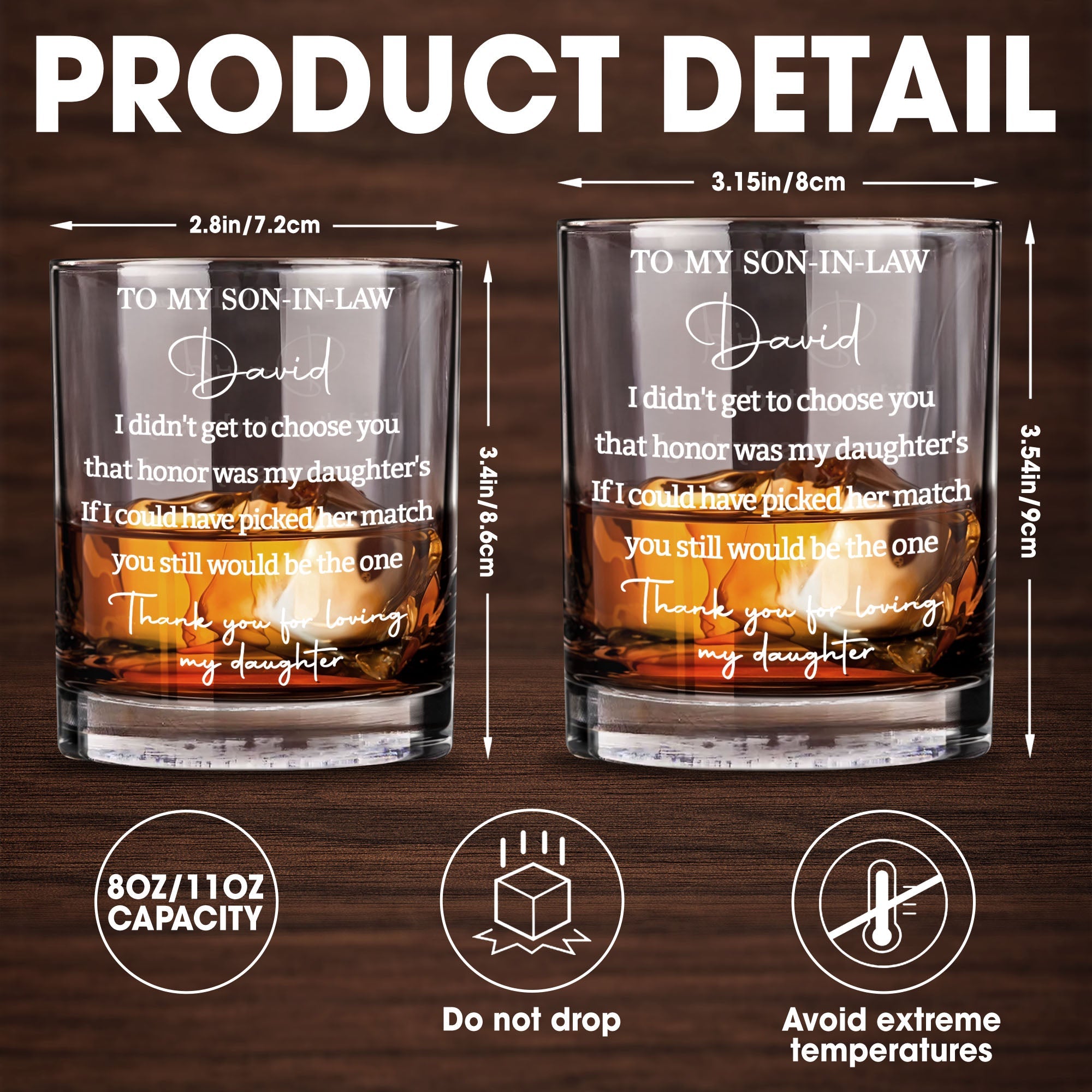 Personalized Custom Whiskey Glass Gift for Son-in-Law Whiskey Glass GradoCreations