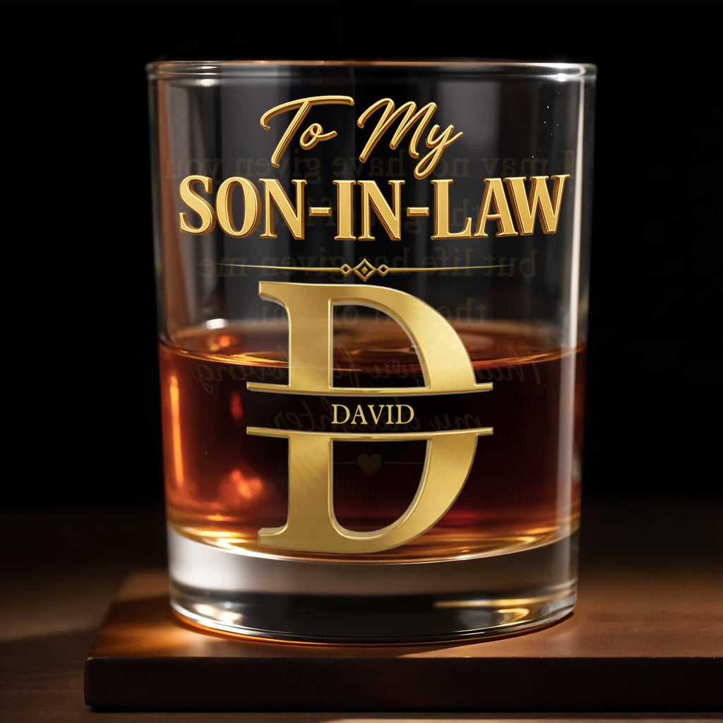 Personalized Custom Whiskey Glass Monogram Gift for Son-In-Law