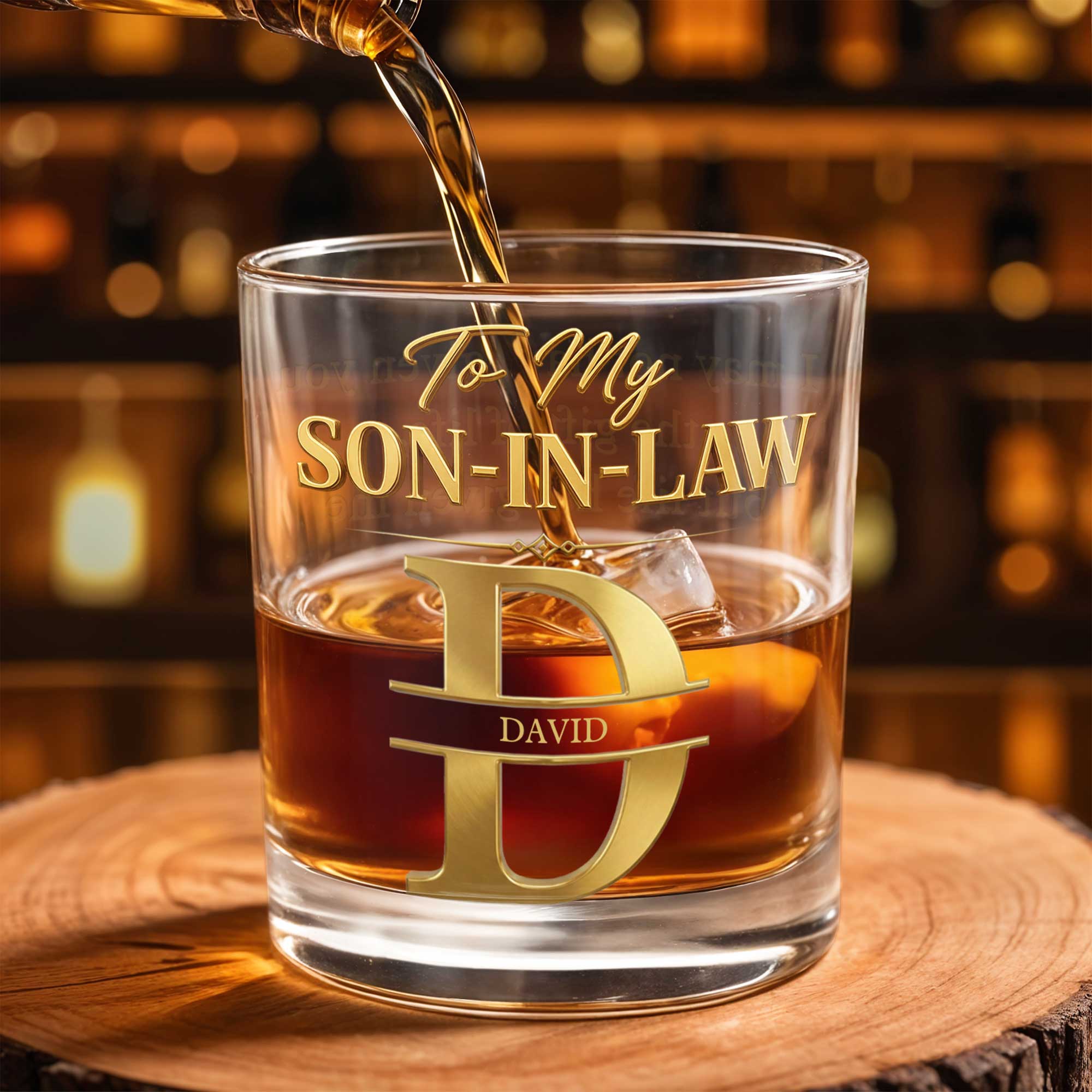 Personalized Custom Whiskey Glass Monogram Gift for Son-In-Law