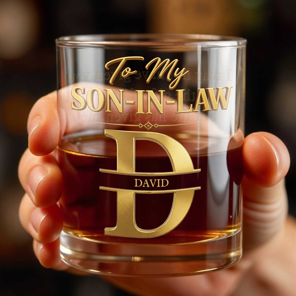 Personalized Custom Whiskey Glass Monogram Gift for Son-In-Law