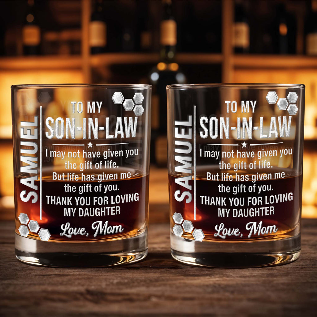 Personalized Whiskey Glass Custom Name Gift for Son-in-Law Whiskey Glass GradoCreations