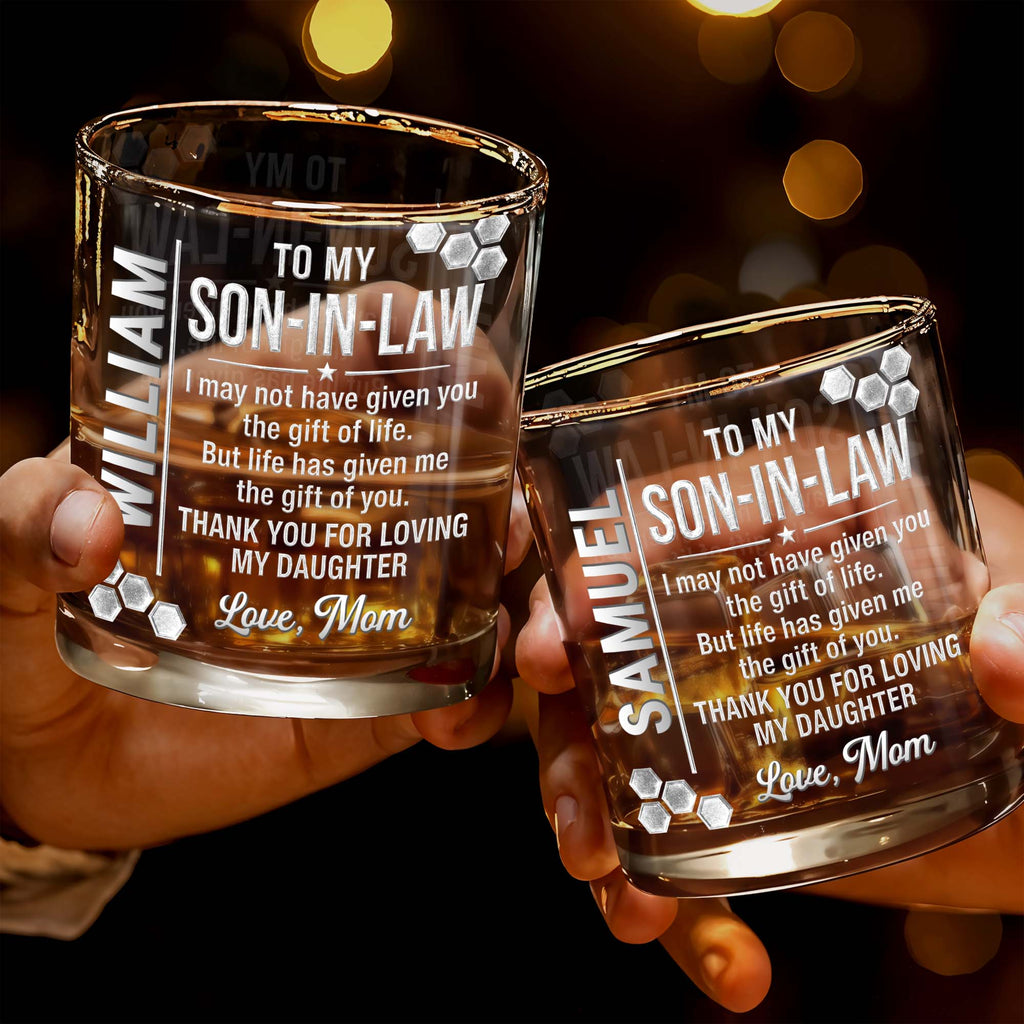 Personalized Whiskey Glass Custom Name Gift for Son-in-Law Whiskey Glass GradoCreations