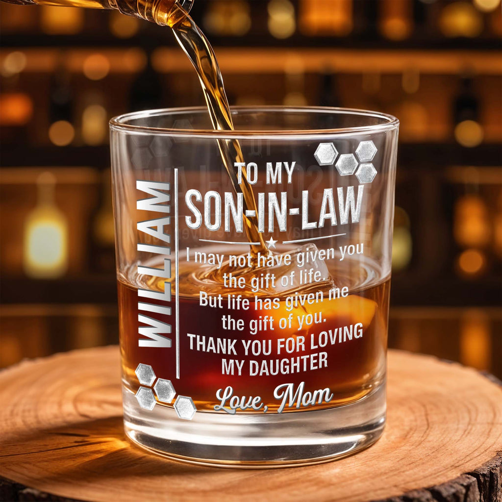 Personalized Whiskey Glass Custom Name Gift for Son-in-Law Whiskey Glass GradoCreations