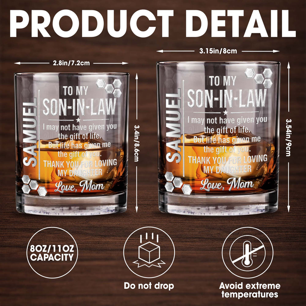 Personalized Whiskey Glass Custom Name Gift for Son-in-Law Whiskey Glass GradoCreations