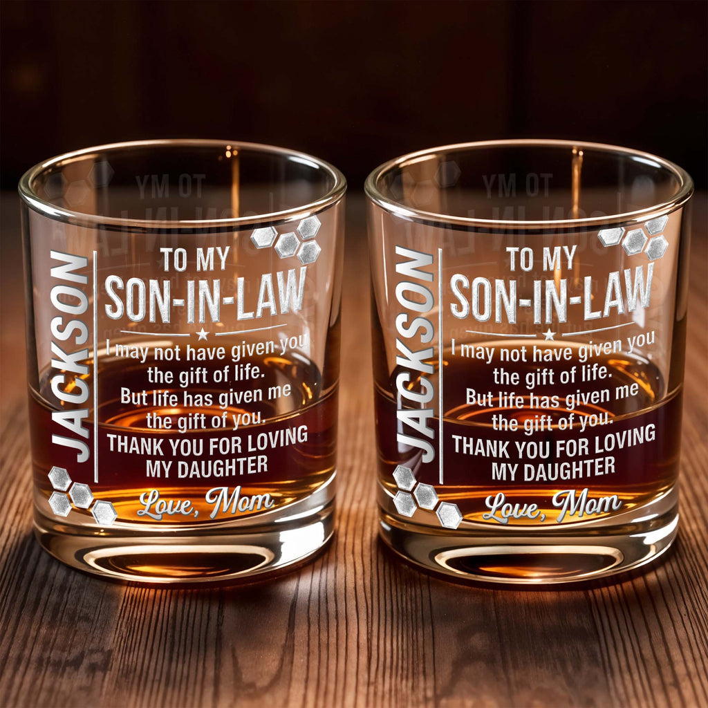 Personalized Whiskey Glass Custom Name Gift for Son-in-Law Whiskey Glass GradoCreations