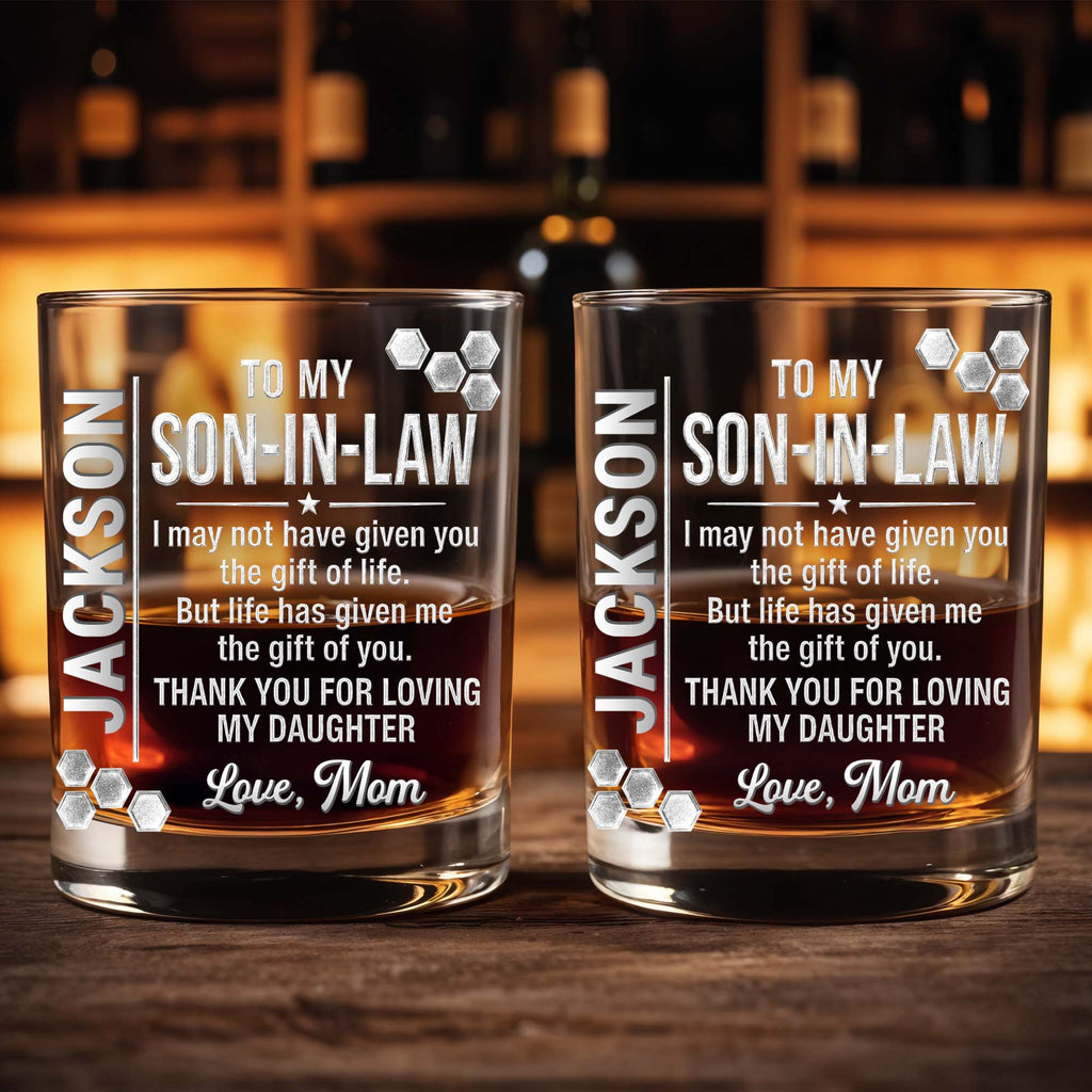 Personalized Whiskey Glass Custom Name Gift for Son-in-Law Whiskey Glass GradoCreations