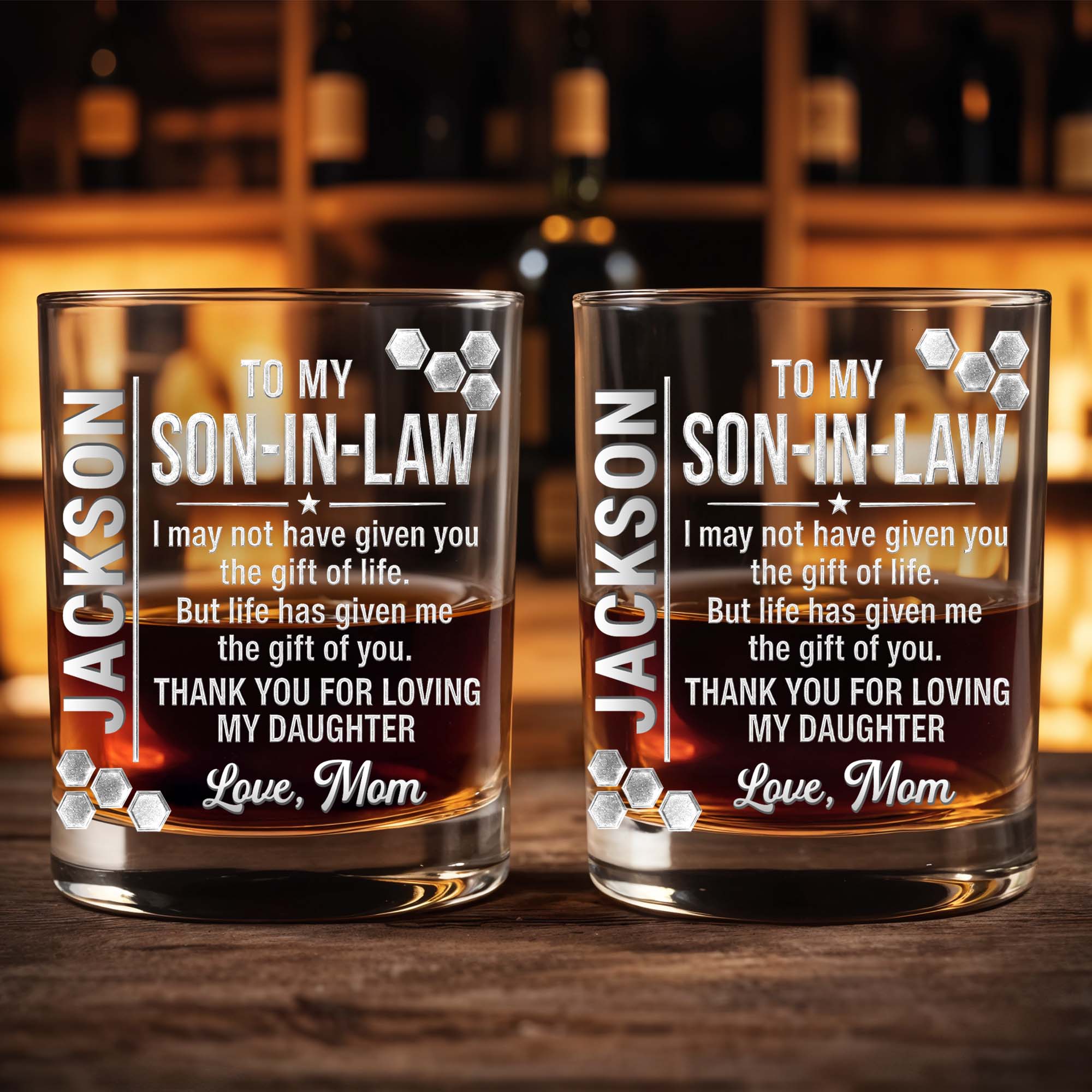 Personalized Whiskey Glass Custom Name Gift for Son-in-Law Whiskey Glass GradoCreations
