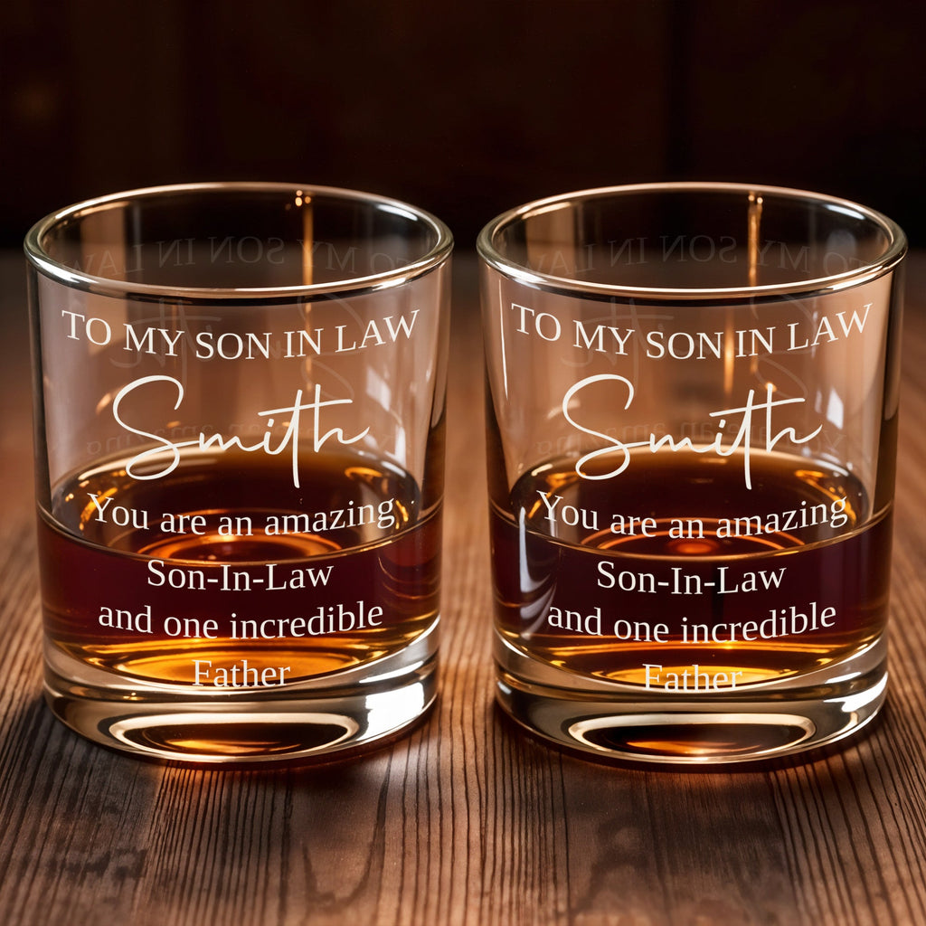 Personalized Custom Whiskey Glass Gift for Son-in-Law Whiskey Glass GradoCreations