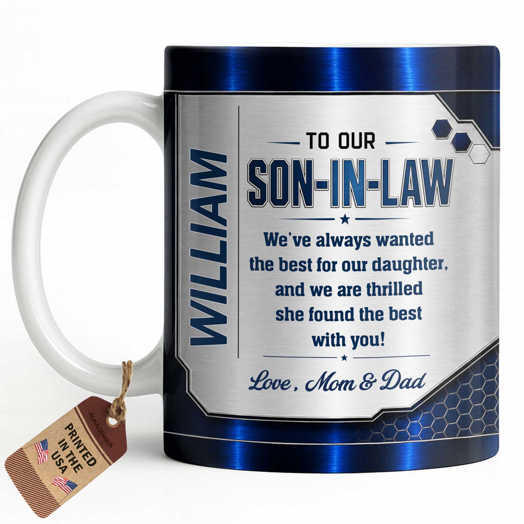 Personalized Custom Coffee Mug Gift for Son-in-Law Metallic Design Edge-to-edge Mug GradoCreations