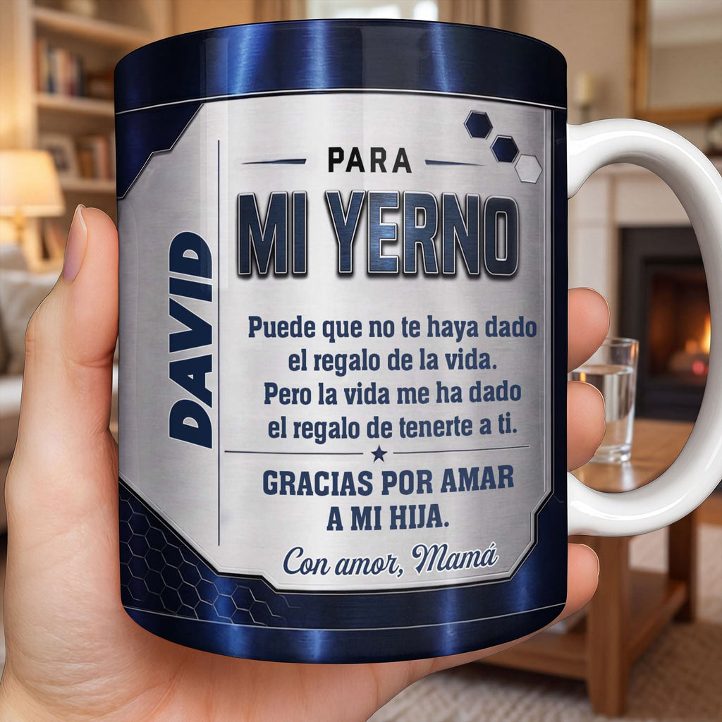Personalized Metallic Coffee Mug Custom Text Gift for Son-in-Law Edge-to-edge Mug GradoCreations