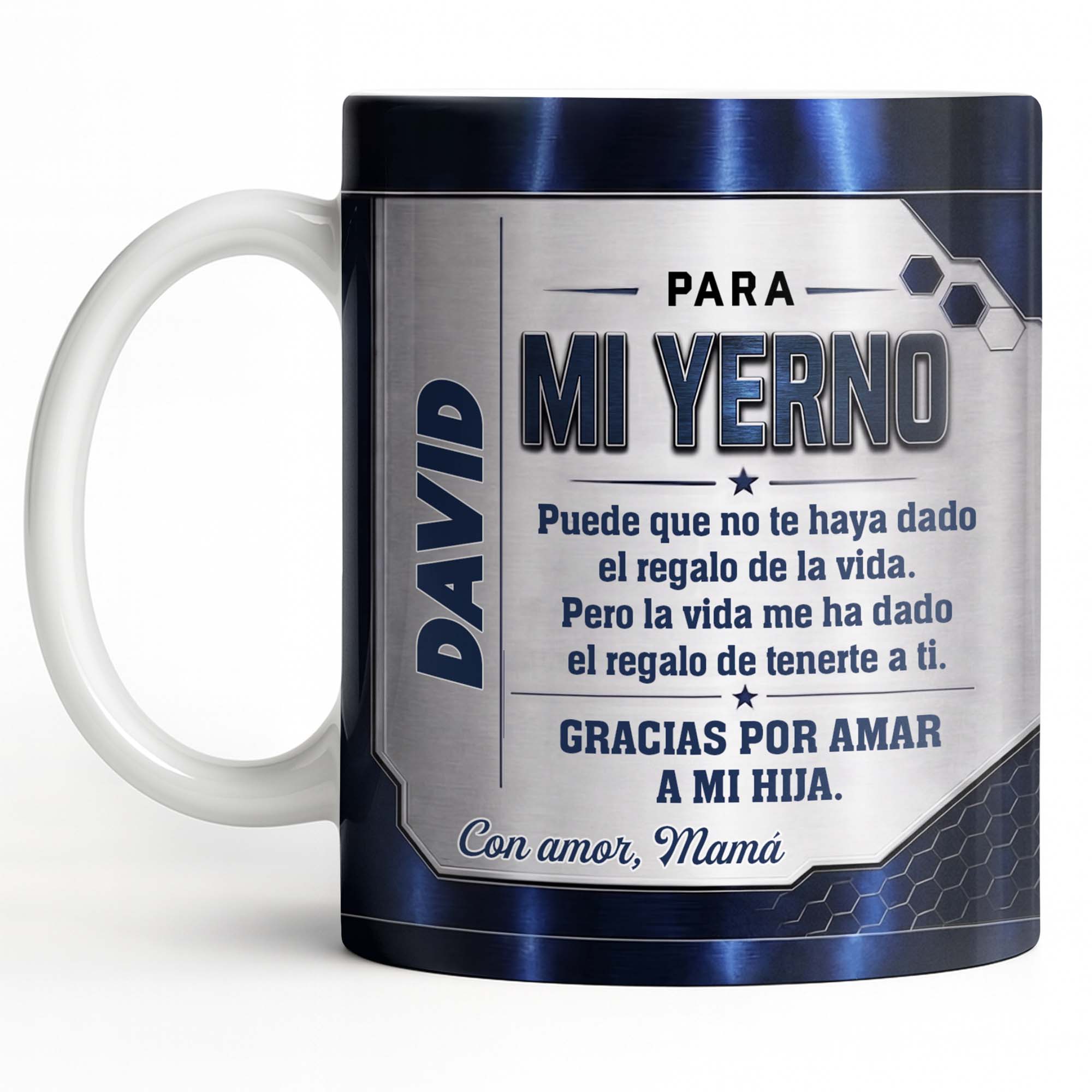 Personalized Metallic Coffee Mug Custom Text Gift for Son-in-Law Edge-to-edge Mug GradoCreations