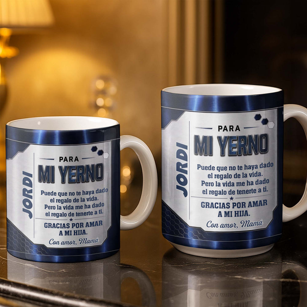 Personalized Metallic Coffee Mug Custom Text Gift for Son-in-Law Edge-to-edge Mug GradoCreations
