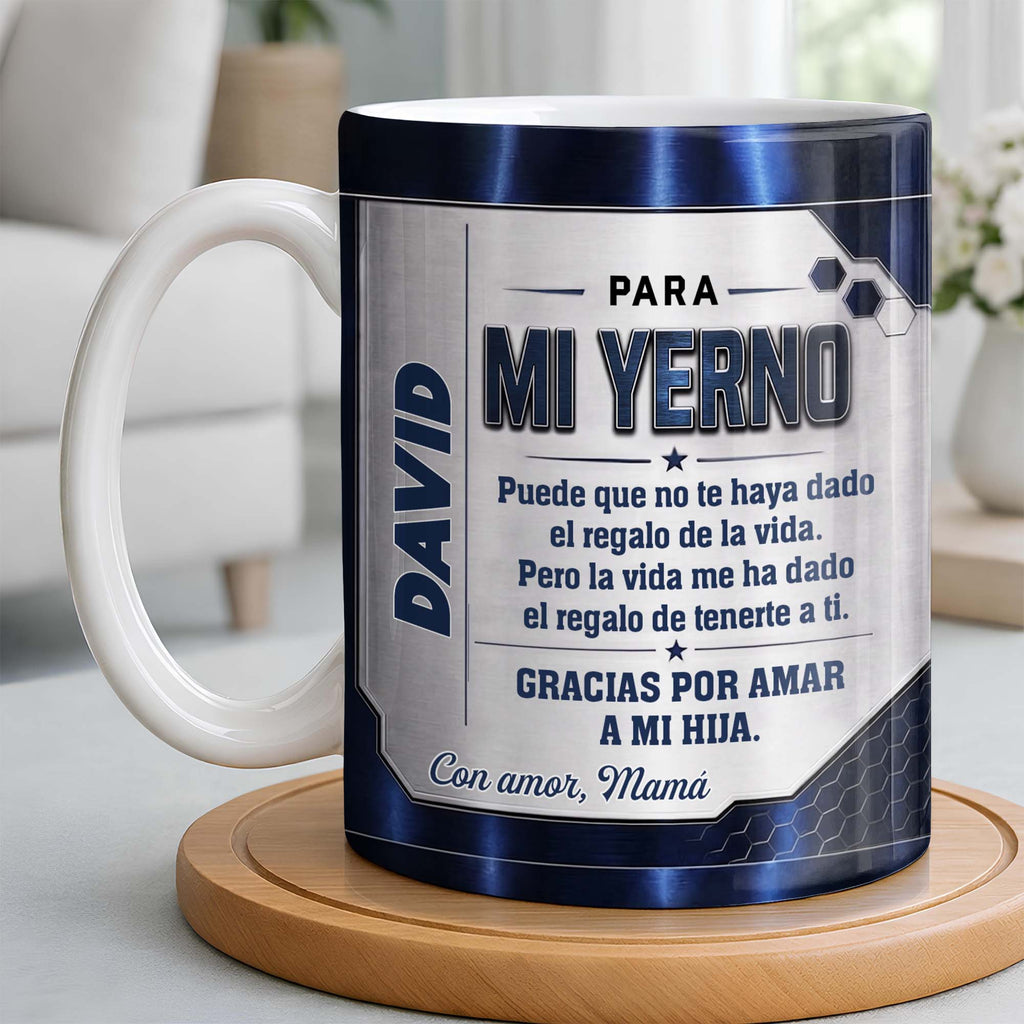 Personalized Metallic Coffee Mug Custom Text Gift for Son-in-Law Edge-to-edge Mug GradoCreations
