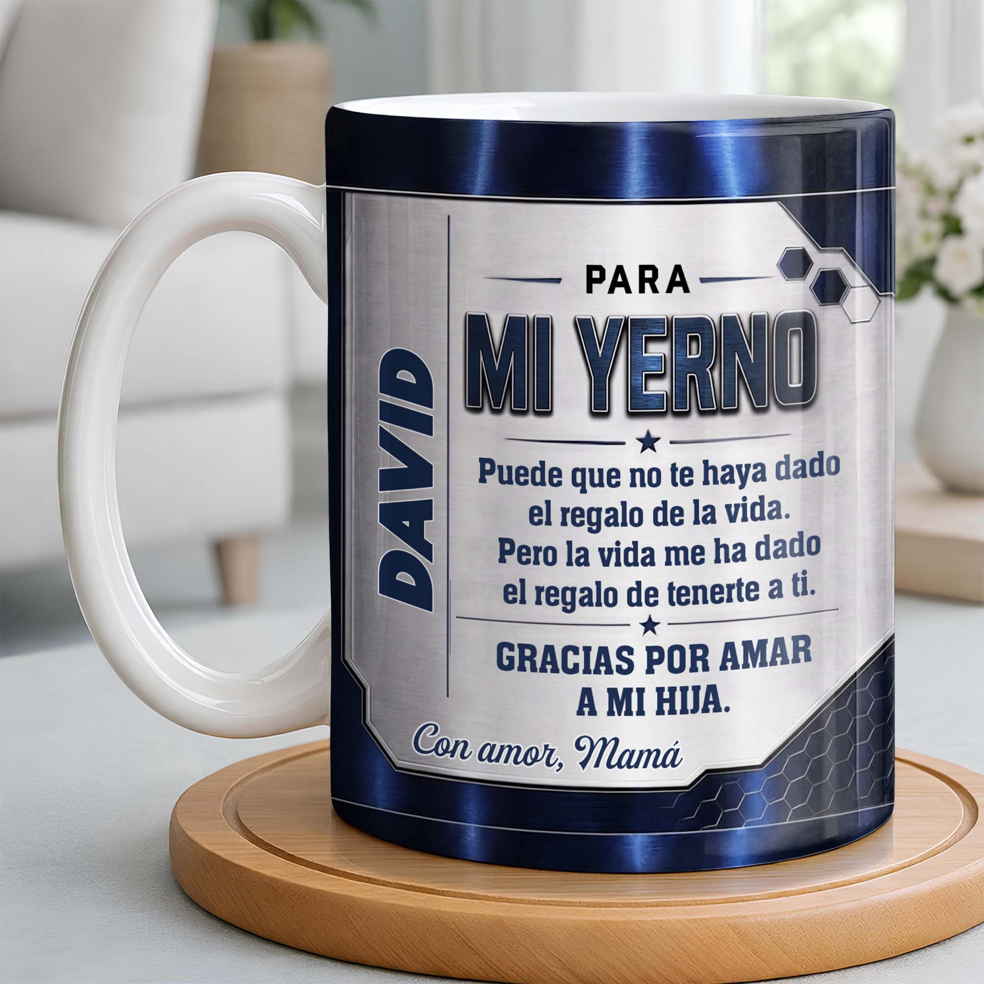 Personalized Metallic Coffee Mug Custom Text Gift for Son-in-Law Edge-to-edge Mug GradoCreations
