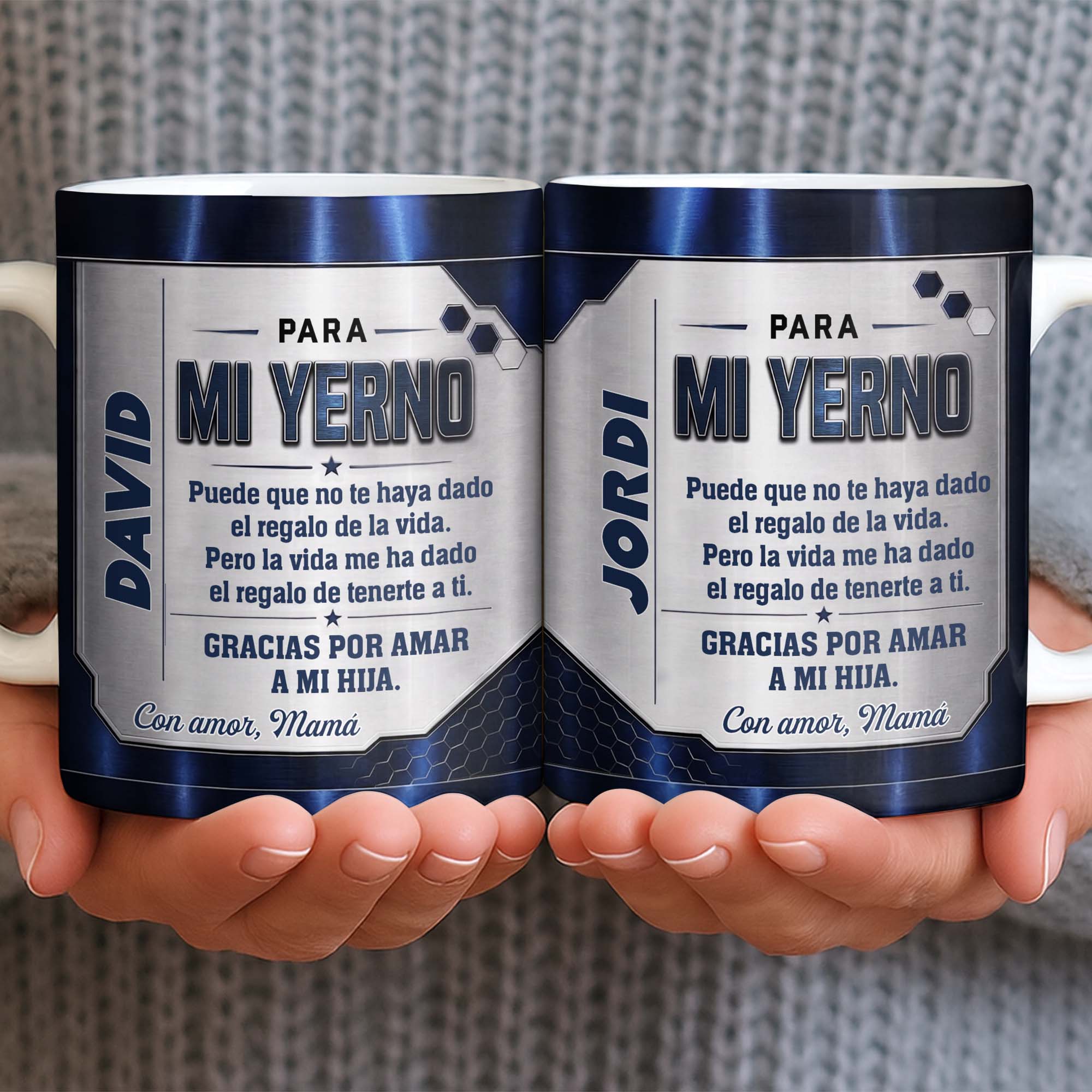 Personalized Metallic Coffee Mug Custom Text Gift for Son-in-Law Edge-to-edge Mug GradoCreations