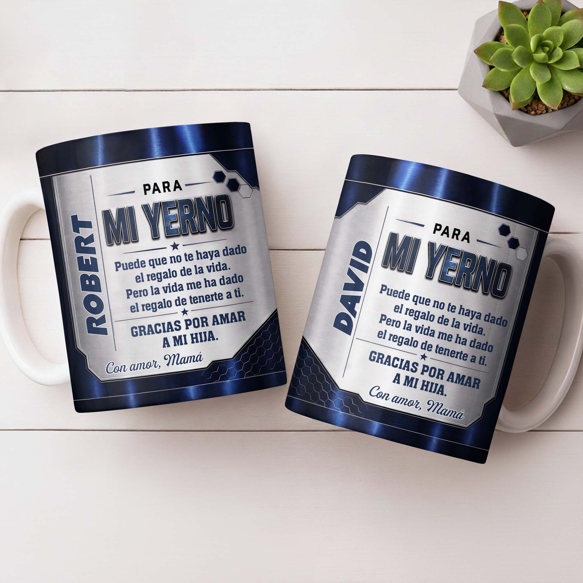 Personalized Metallic Coffee Mug Custom Text Gift for Son-in-Law Edge-to-edge Mug GradoCreations