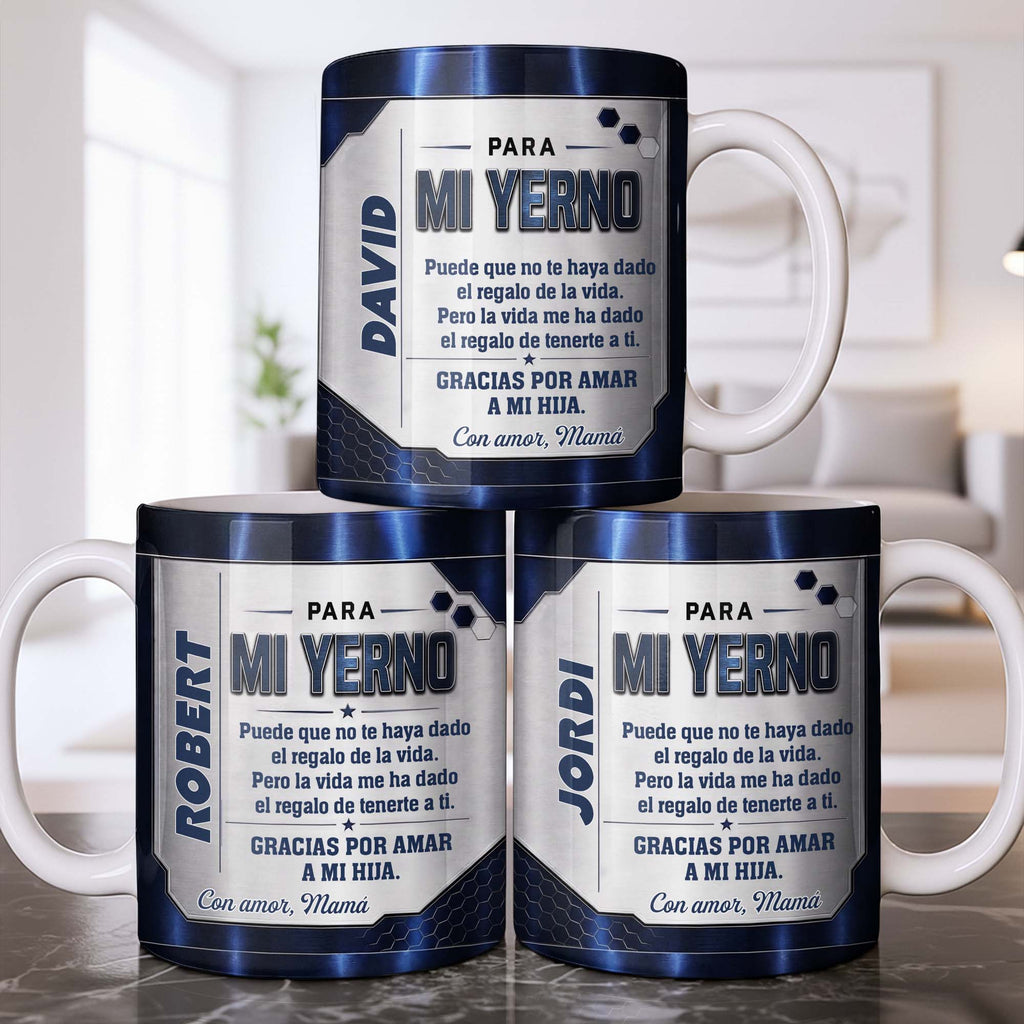 Personalized Metallic Coffee Mug Custom Text Gift for Son-in-Law Edge-to-edge Mug GradoCreations