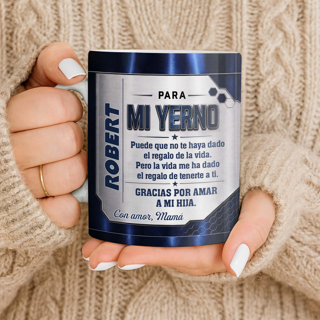 Personalized Metallic Coffee Mug Custom Text Gift for Son-in-Law Edge-to-edge Mug GradoCreations