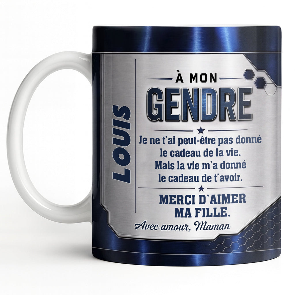Personalized Blue Metal Texture Coffee Mug Gift for Son-in-Law Edge-to-edge Mug GradoCreations