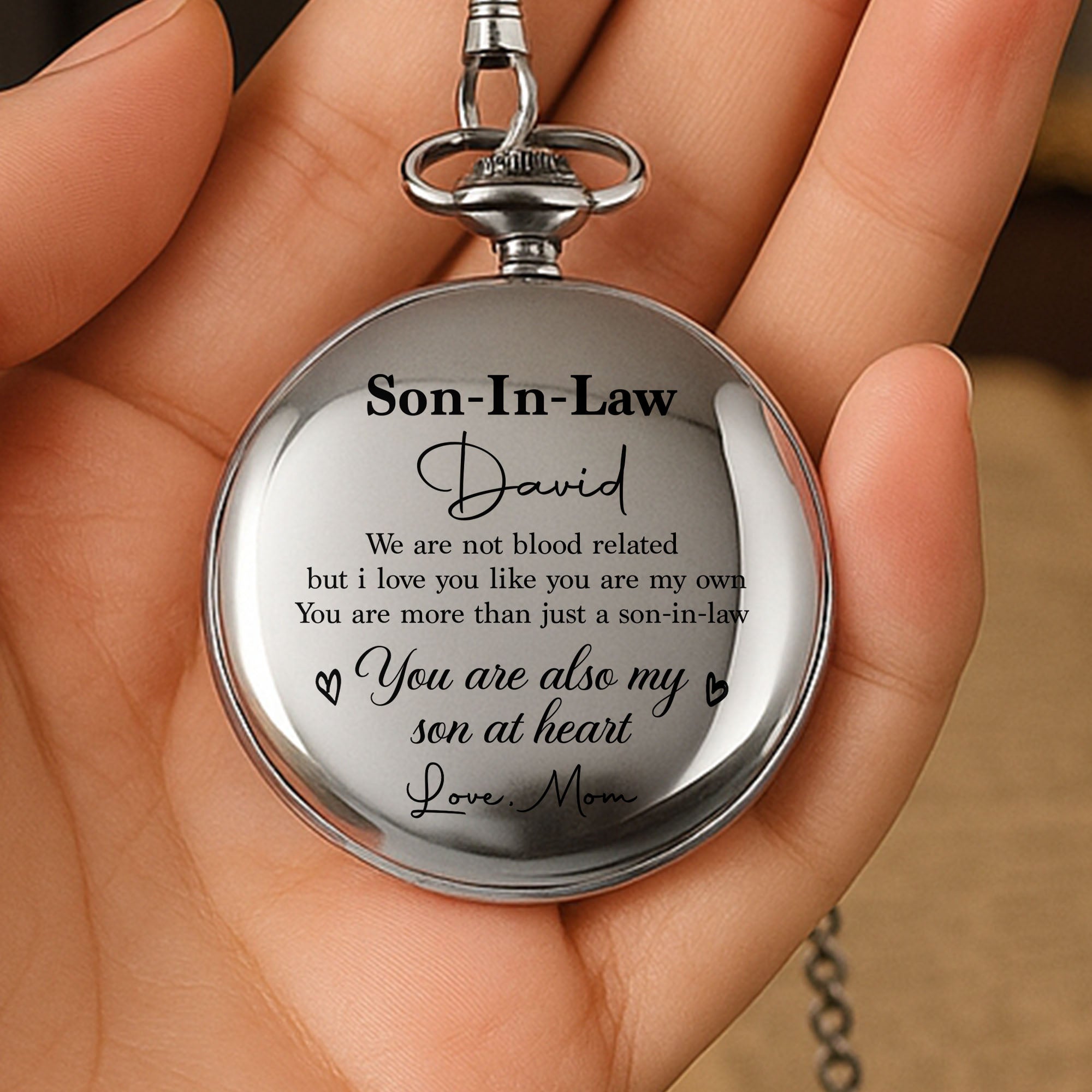 Personalized Silver Pocket Watch Custom Engraved Gift for Son-in-Law Pocket Watch GradoCreations