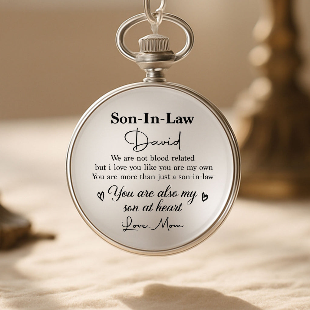 Personalized Silver Pocket Watch Custom Engraved Gift for Son-in-Law Pocket Watch GradoCreations