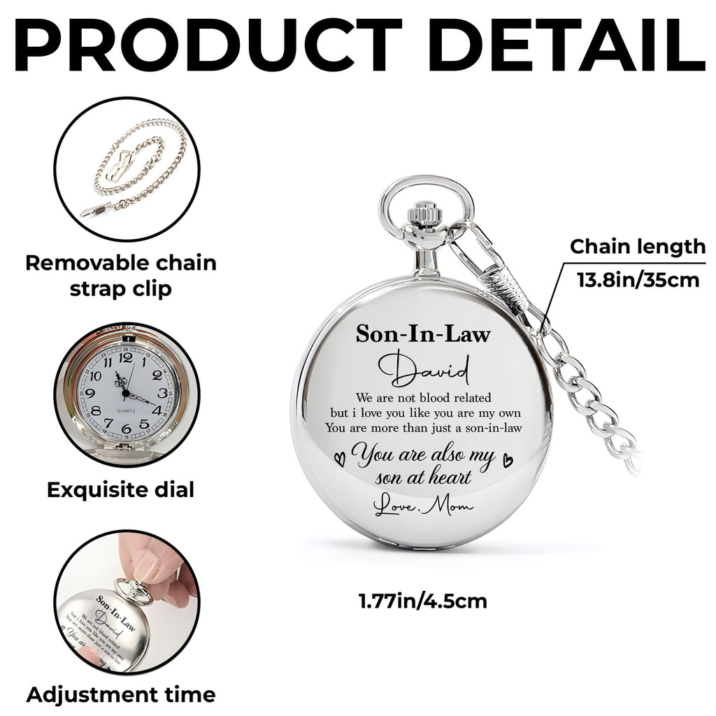 Personalized Silver Pocket Watch Custom Engraved Gift for Son-in-Law Pocket Watch GradoCreations