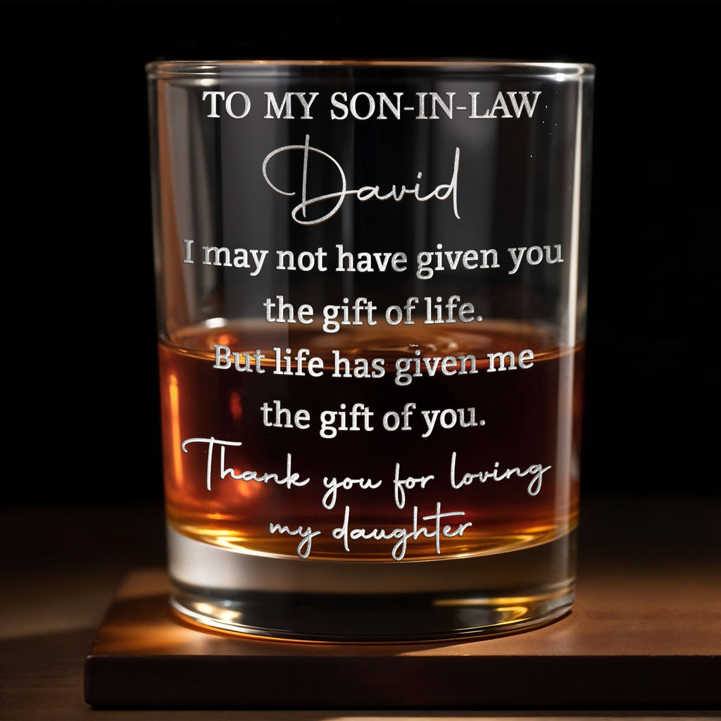 Personalized Whiskey Glass Engraved Gift for Son-in-Law Whiskey Glass GradoCreations