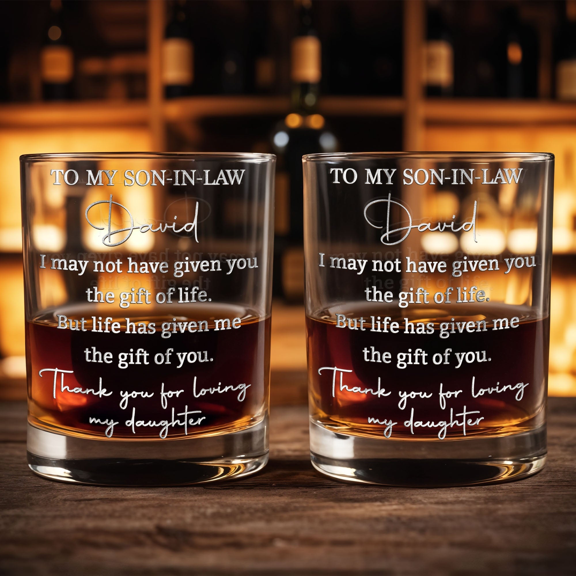 Personalized Whiskey Glass Engraved Gift for Son-in-Law Whiskey Glass GradoCreations