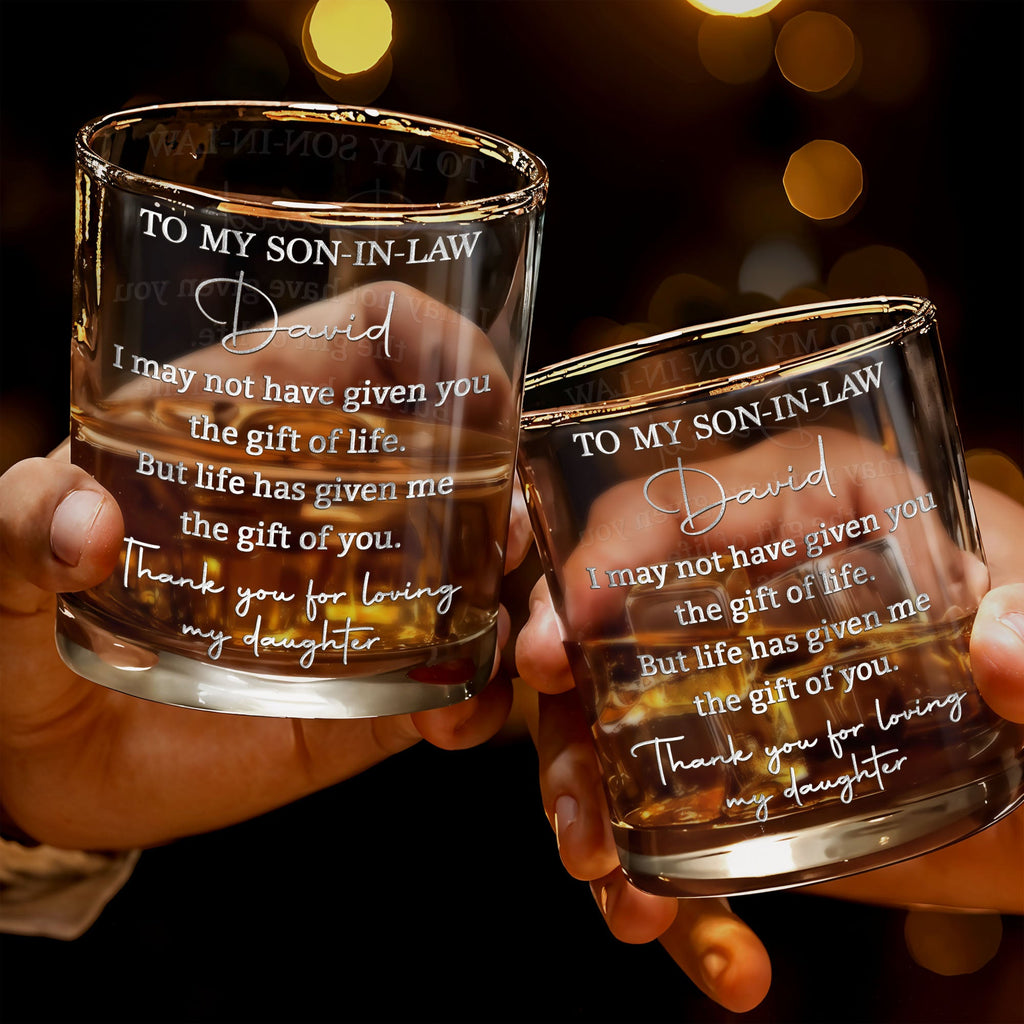 Personalized Whiskey Glass Engraved Gift for Son-in-Law Whiskey Glass GradoCreations