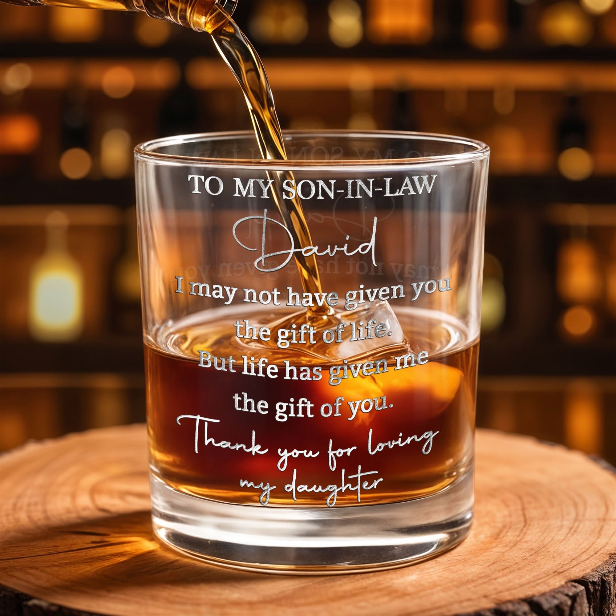 Personalized Whiskey Glass Engraved Gift for Son-in-Law Whiskey Glass GradoCreations