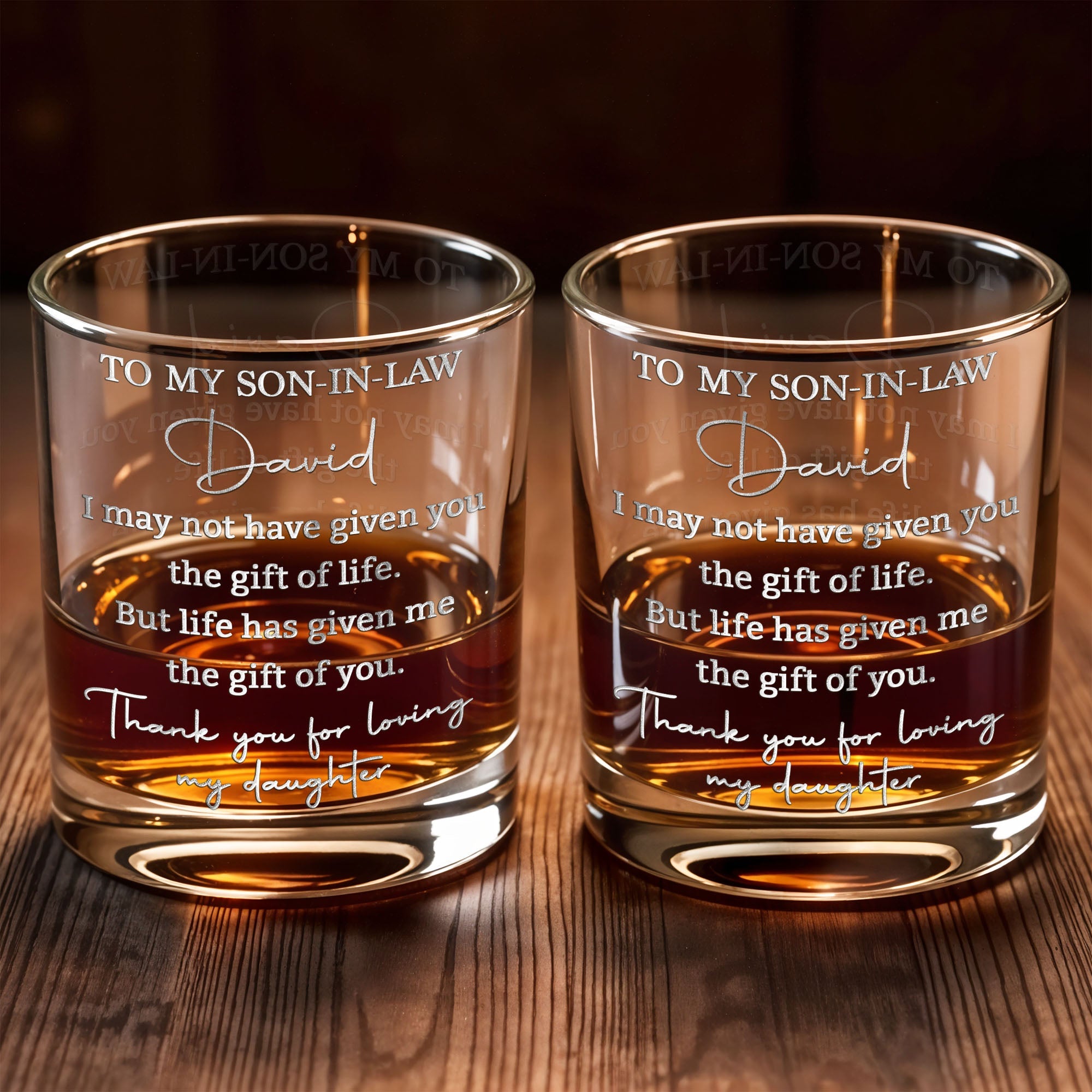 Personalized Whiskey Glass Engraved Gift for Son-in-Law Whiskey Glass GradoCreations