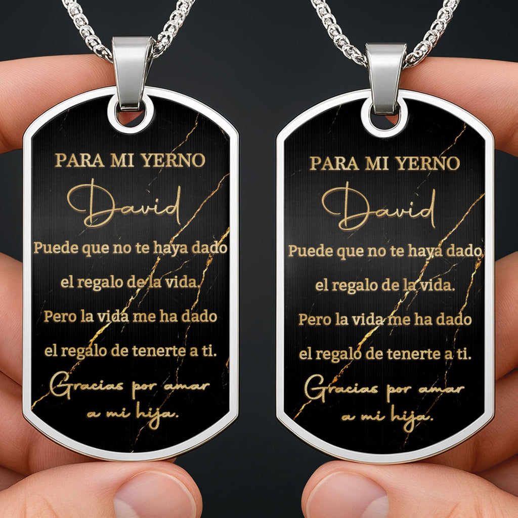 Personalized Gold Marble Dog Tag Necklace Custom Keepsake Gift for Son-in-Law Dog Tag Necklace GradoCreations