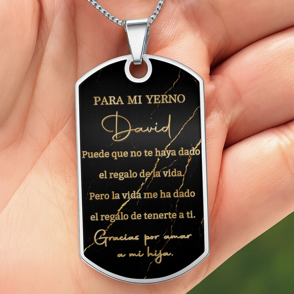 Personalized Gold Marble Dog Tag Necklace Custom Keepsake Gift for Son-in-Law Dog Tag Necklace GradoCreations