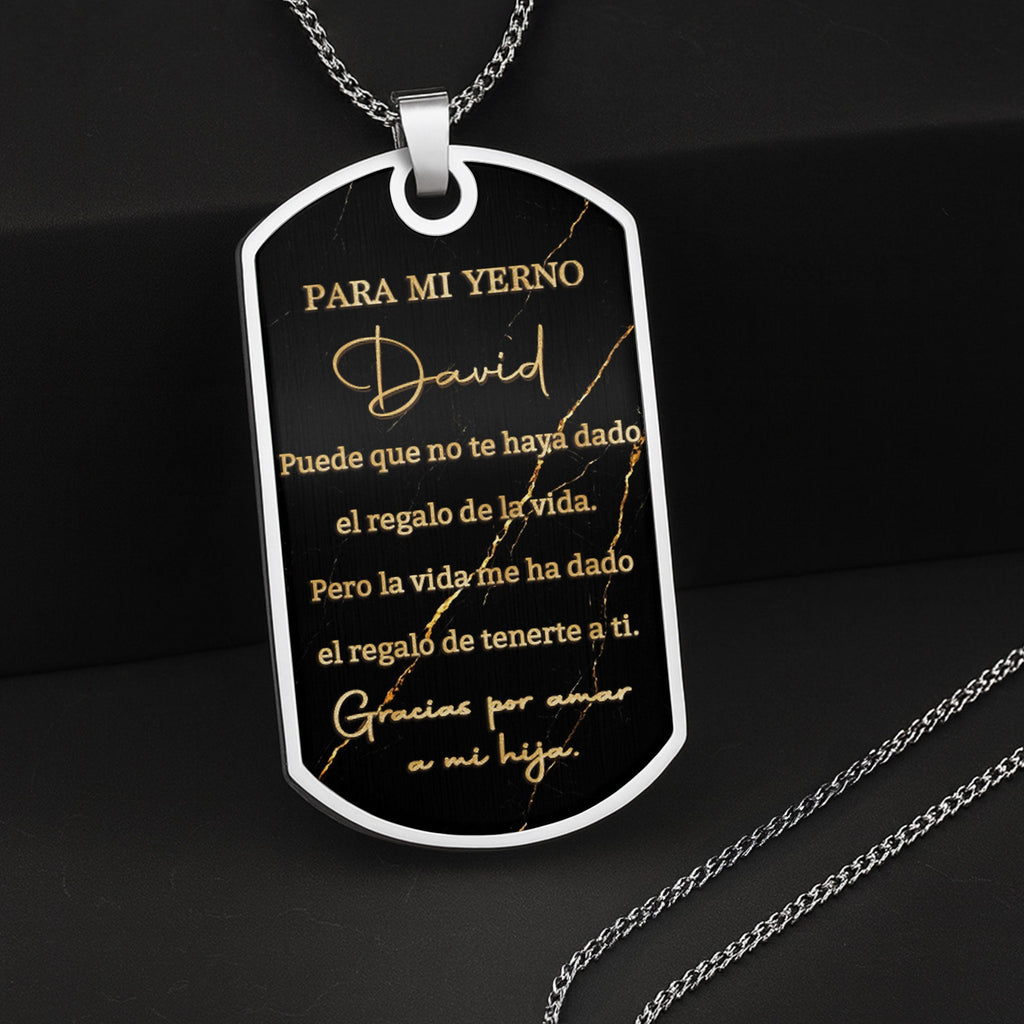 Personalized Gold Marble Dog Tag Necklace Custom Keepsake Gift for Son-in-Law Dog Tag Necklace GradoCreations