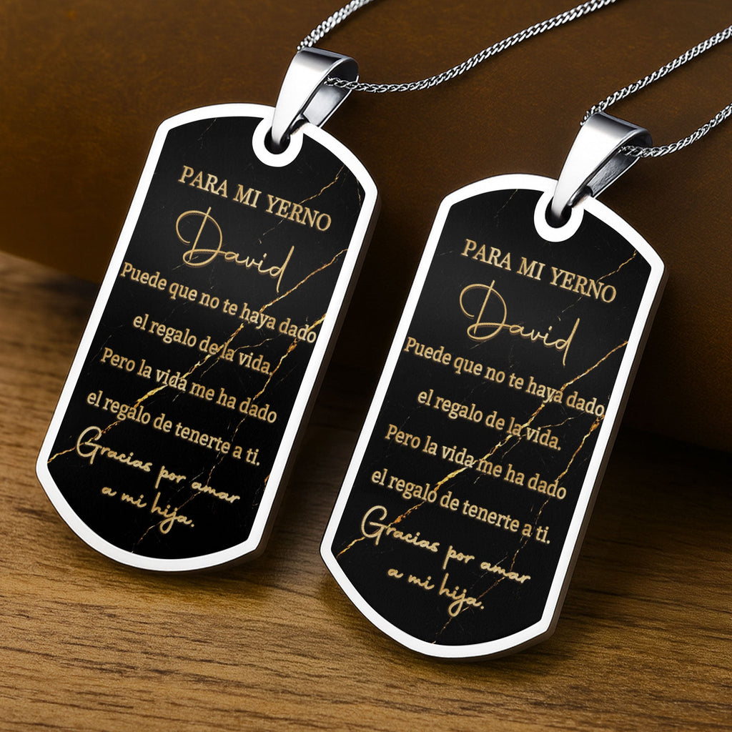 Personalized Gold Marble Dog Tag Necklace Custom Keepsake Gift for Son-in-Law Dog Tag Necklace GradoCreations