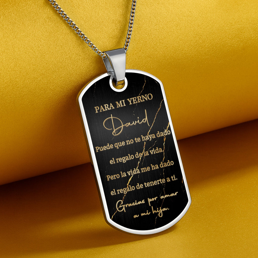 Personalized Gold Marble Dog Tag Necklace Custom Keepsake Gift for Son-in-Law Dog Tag Necklace GradoCreations