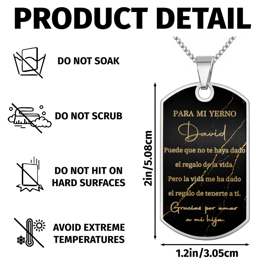 Personalized Gold Marble Dog Tag Necklace Custom Keepsake Gift for Son-in-Law Dog Tag Necklace GradoCreations