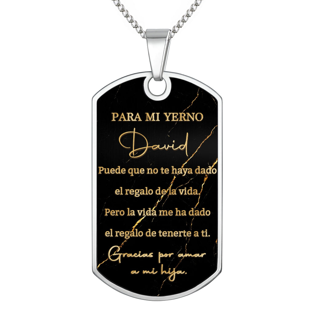 Personalized Gold Marble Dog Tag Necklace Custom Keepsake Gift for Son-in-Law Dog Tag Necklace GradoCreations