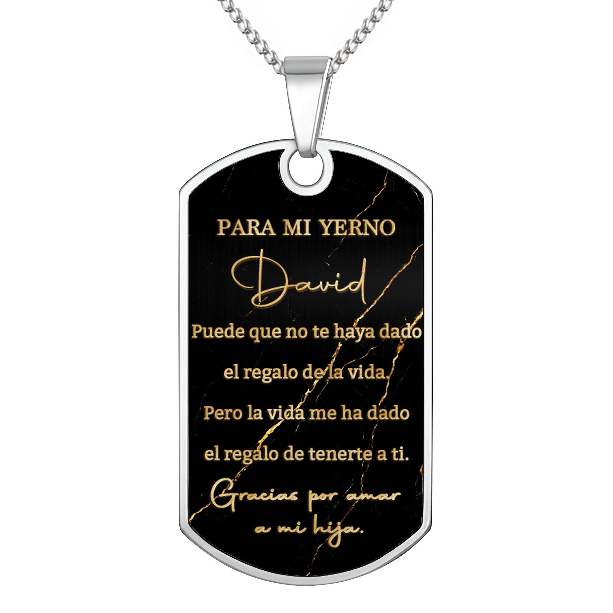 Personalized Gold Marble Dog Tag Necklace Custom Keepsake Gift for Son-in-Law Dog Tag Necklace GradoCreations
