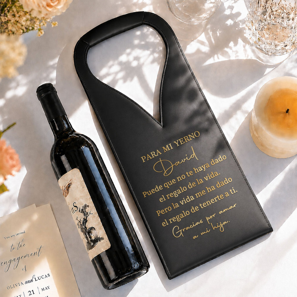 Personalized Leather Wine Bag Custom Name Gift for Son-in-Law Leather Wine Bag GradoCreations