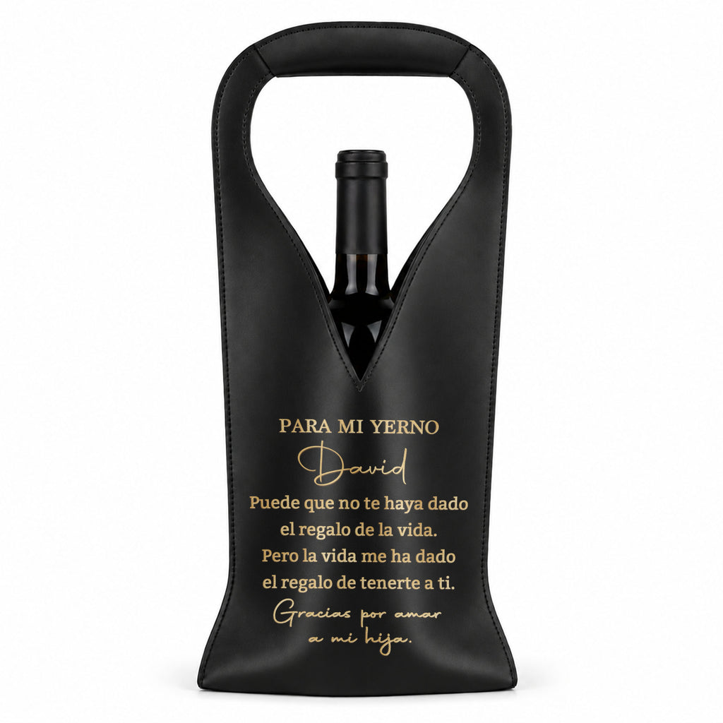 Personalized Leather Wine Bag Custom Name Gift for Son-in-Law Leather Wine Bag GradoCreations