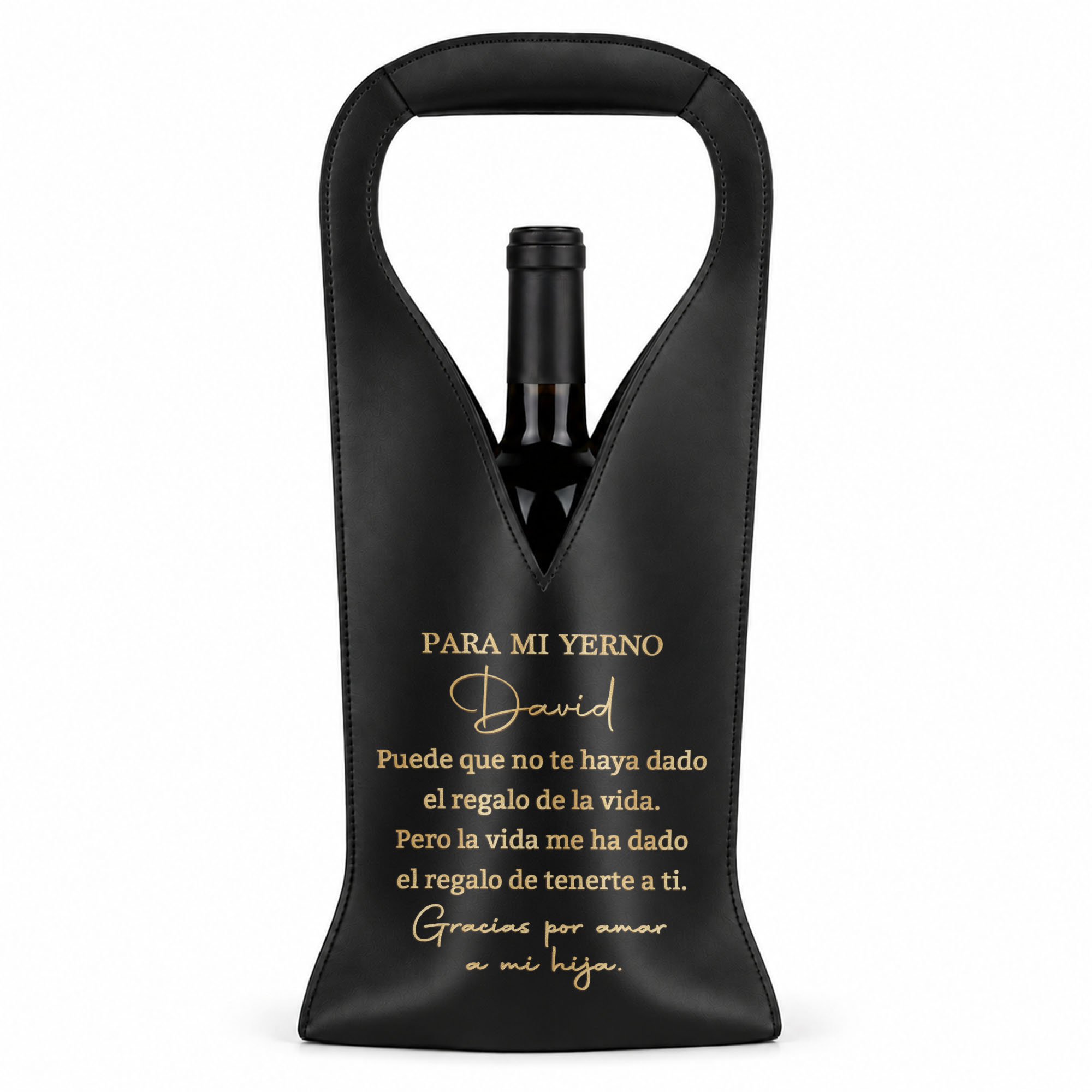 Personalized Leather Wine Bag Custom Name Gift for Son-in-Law Leather Wine Bag GradoCreations