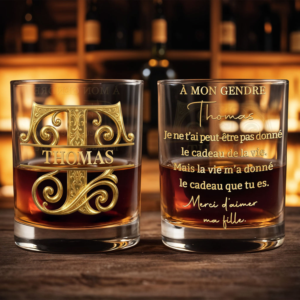 Personalized Monogram Whiskey Glass Gift for Son-In-Law Whiskey Glass GradoCreations