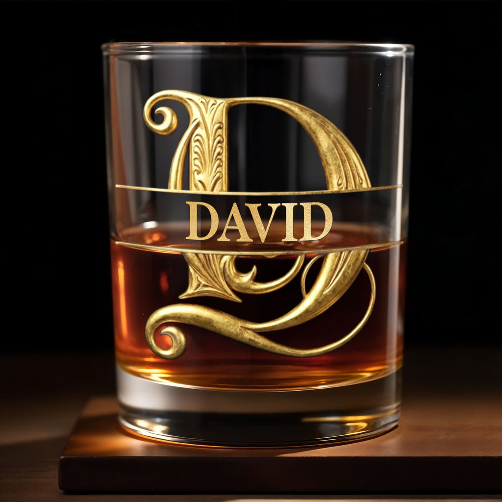 Personalized Custom Whiskey Glass Gold Filigree Gift for Son-in-Law Whiskey Glass GradoCreations