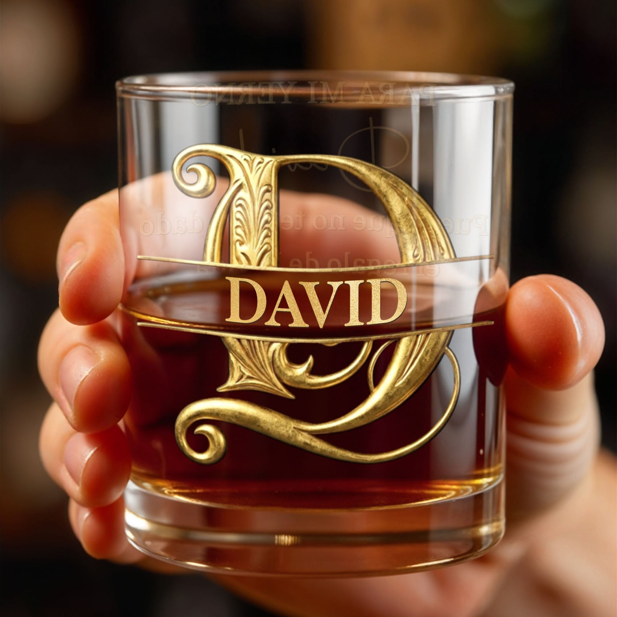 Personalized Custom Whiskey Glass Gold Filigree Gift for Son-in-Law Whiskey Glass GradoCreations