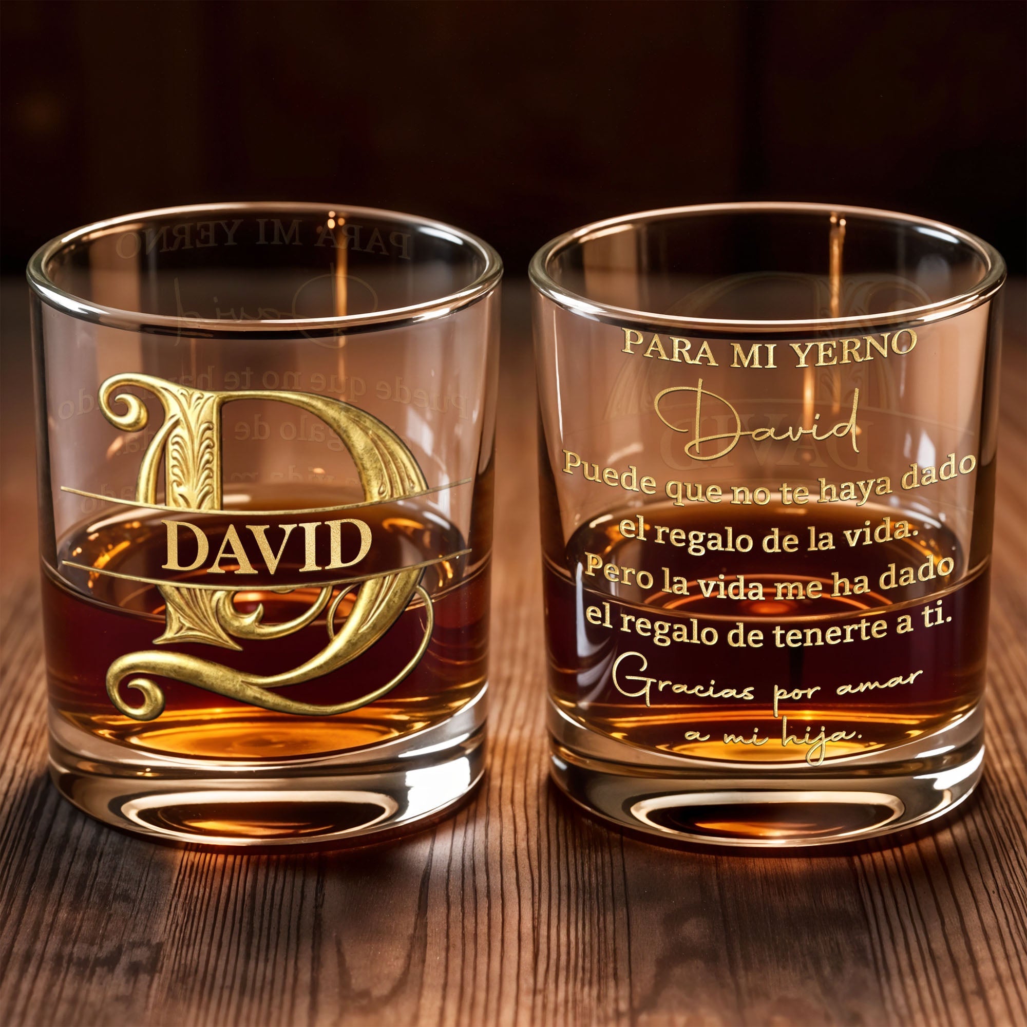 Personalized Custom Whiskey Glass Gold Filigree Gift for Son-in-Law Whiskey Glass GradoCreations
