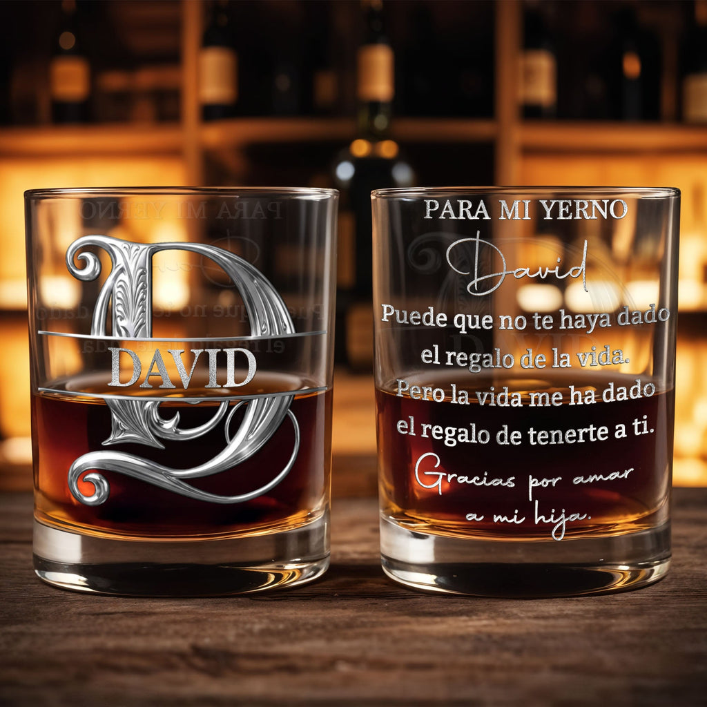 Personalized Custom Whiskey Glass Monogram Gift for Son-In-Law Whiskey Glass GradoCreations