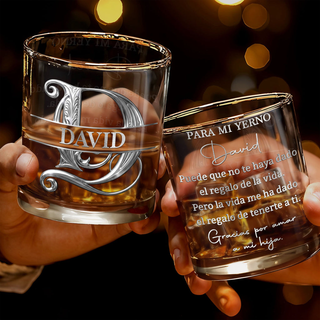 Personalized Custom Whiskey Glass Monogram Gift for Son-In-Law Whiskey Glass GradoCreations