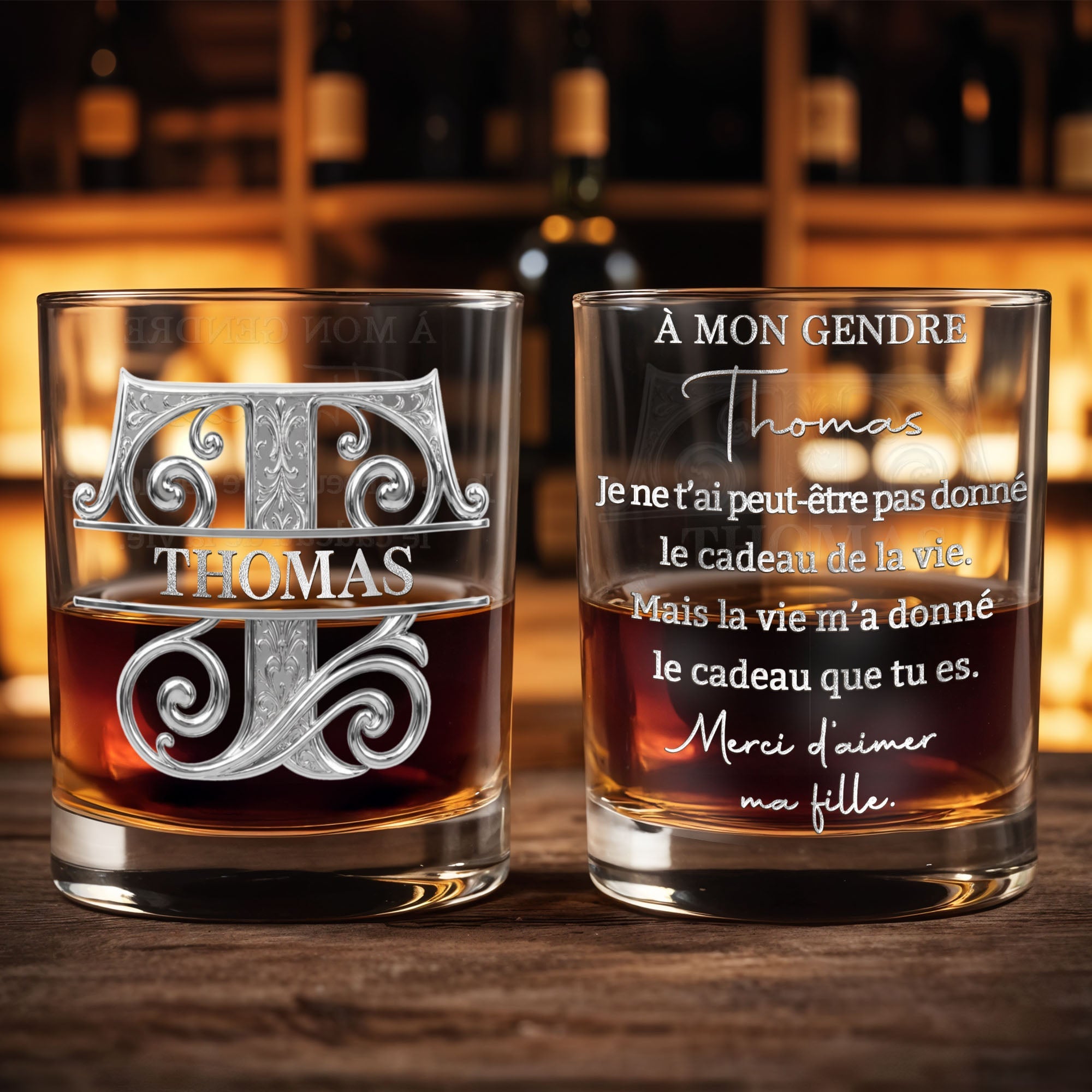 Personalized Whiskey Glass Custom Name Monogram Gift for Son-in-Law Whiskey Glass GradoCreations
